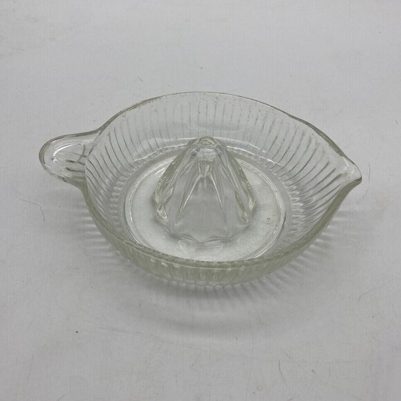 Vintage Glass Juicer Orange Juice Reamer Depression Glass Handle Spout 8” Long - Picture 2 of 7